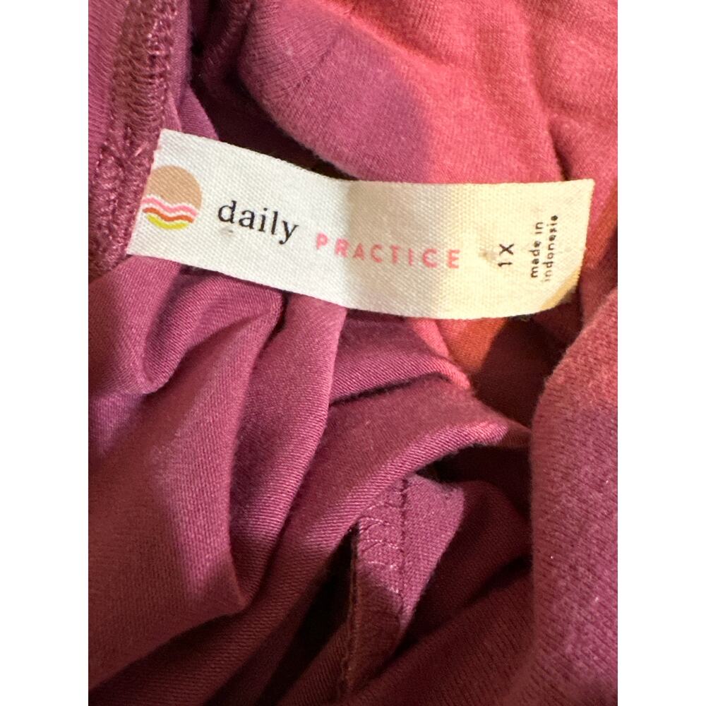 Daily Practice by Anthropologie Ruched Midi Dress Pink Jersey Knit Sz 1X Casual - Picture 9 of 11